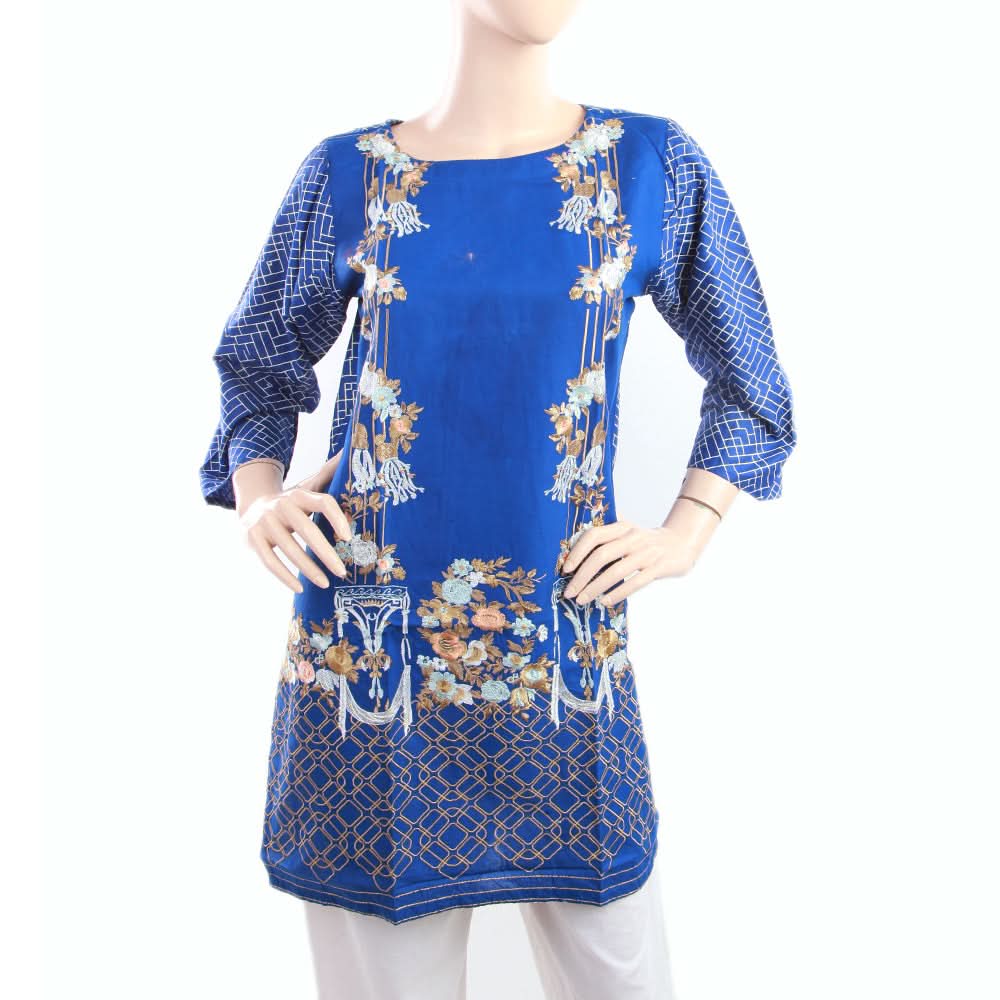 Women's Embroidered Kurti - Royal Blue, Women, Ready Kurtis, Chase Value, Chase Value