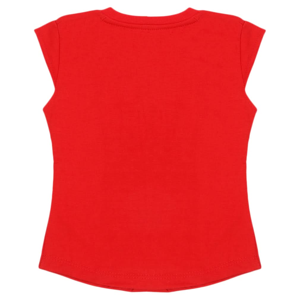 Girls Half Sleeves Printed T-Shirt - Red, Girls T-Shirts, Chase Value, Chase Value