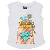 Girls Half Sleeves Printed T-Shirt - White, Girls T-Shirts, Chase Value, Chase Value