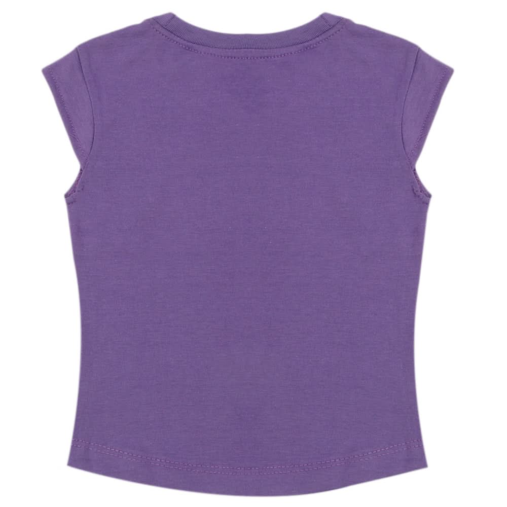Girls Half Sleeves Printed T-Shirt - Purple, Girls T-Shirts, Chase Value, Chase Value