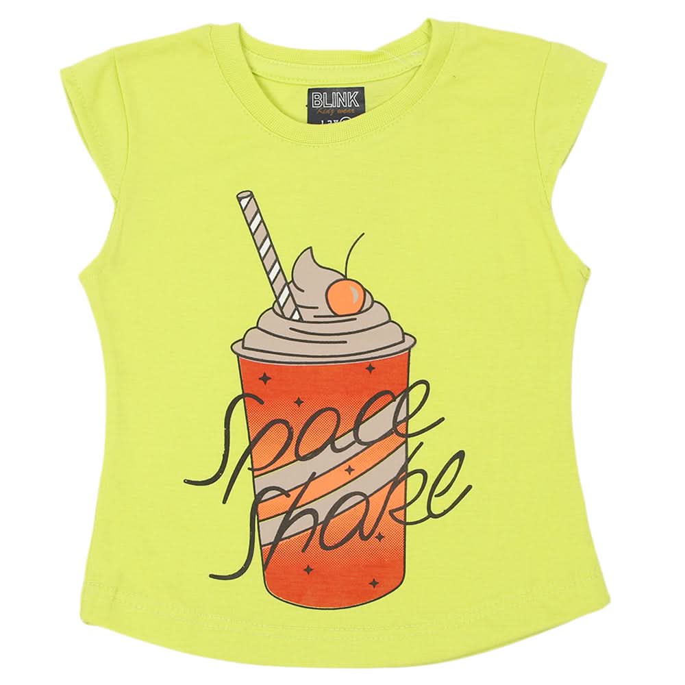 Girls Half Sleeves Printed T-Shirt - Green, Girls T-Shirts, Chase Value, Chase Value