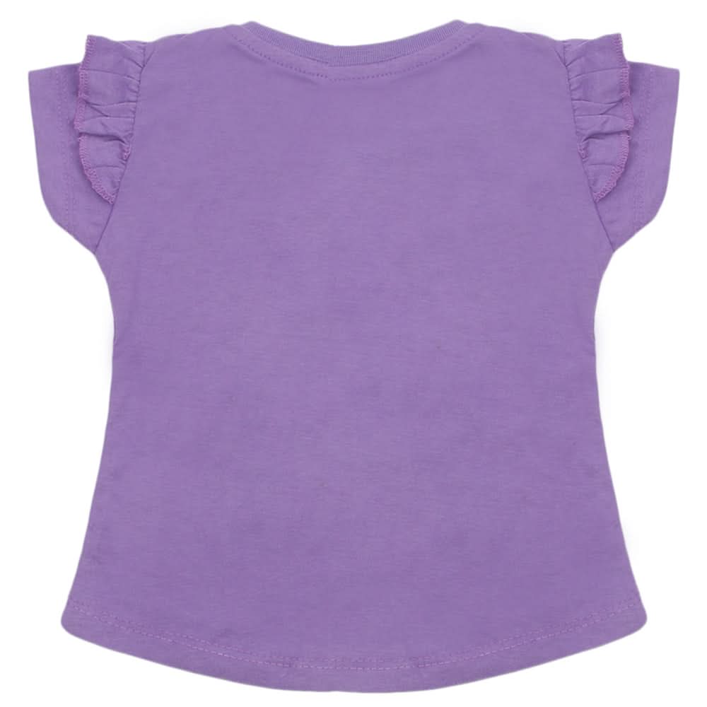 Girls Half Sleeves Printed T-Shirt - Purple, Girls T-Shirts, Chase Value, Chase Value