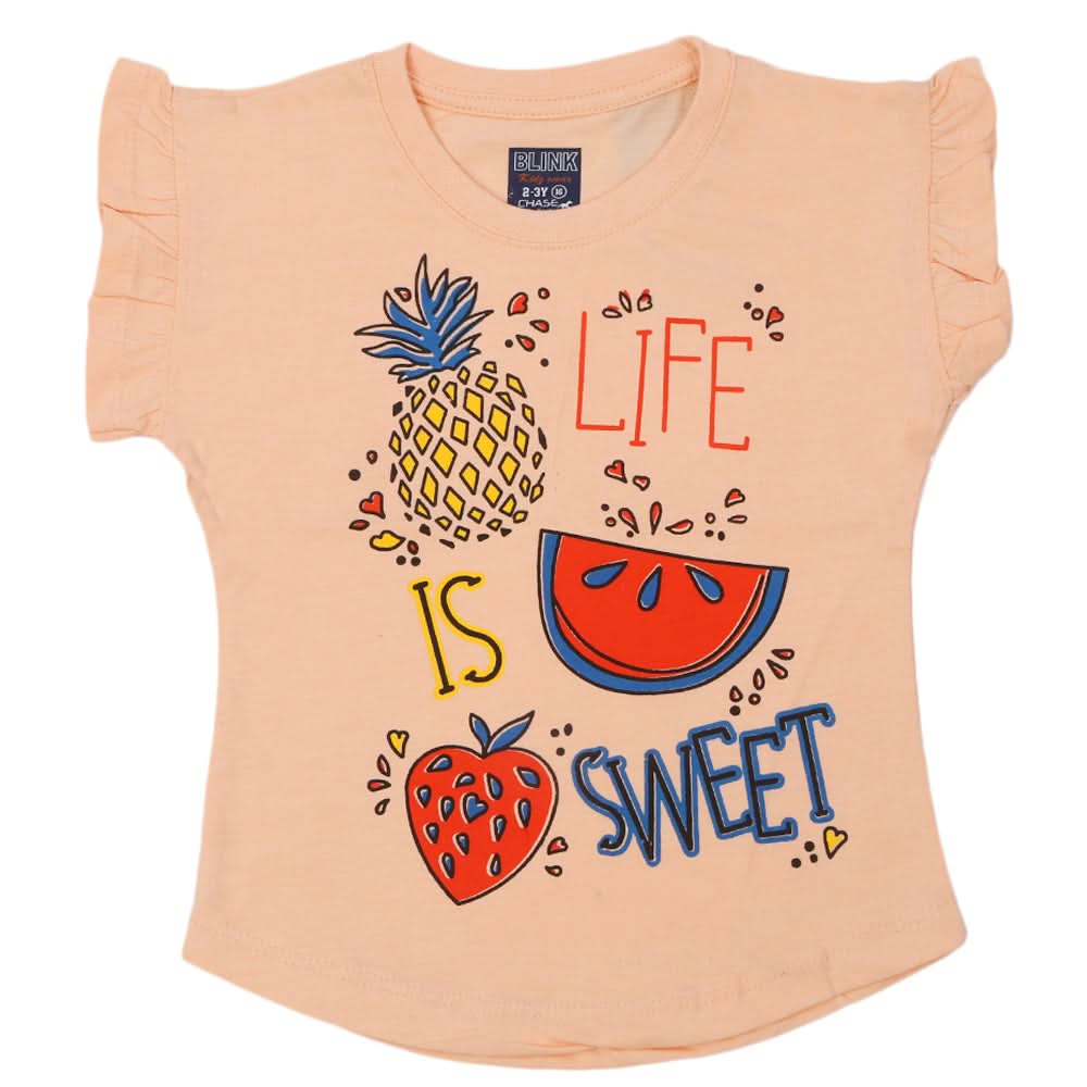 Girls Sando - Peach, Girls T-Shirts, Chase Value, Chase Value