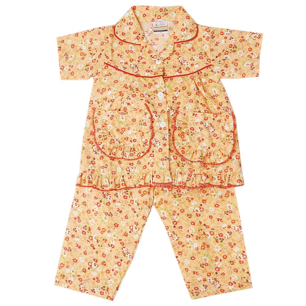 Girls Half Sleeves Sleeping Suit - Red Sand, Kids, Girls Sets And Suits, Chase Value, Chase Value