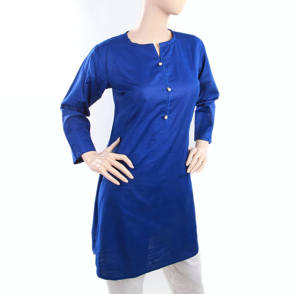 Women's Plain Khaddar Kurti - Royal Blue, Women, Ready Kurtis, Chase Value, Chase Value