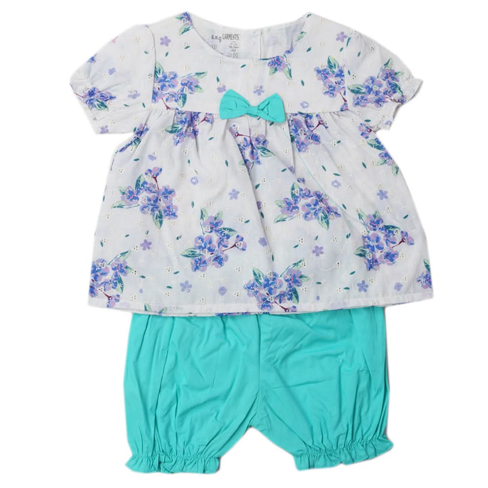 Newborns Girls Half Sleeves Suits - Sea Green, Kids, New Born Girls Sets And Suits, Chase Value, Chase Value