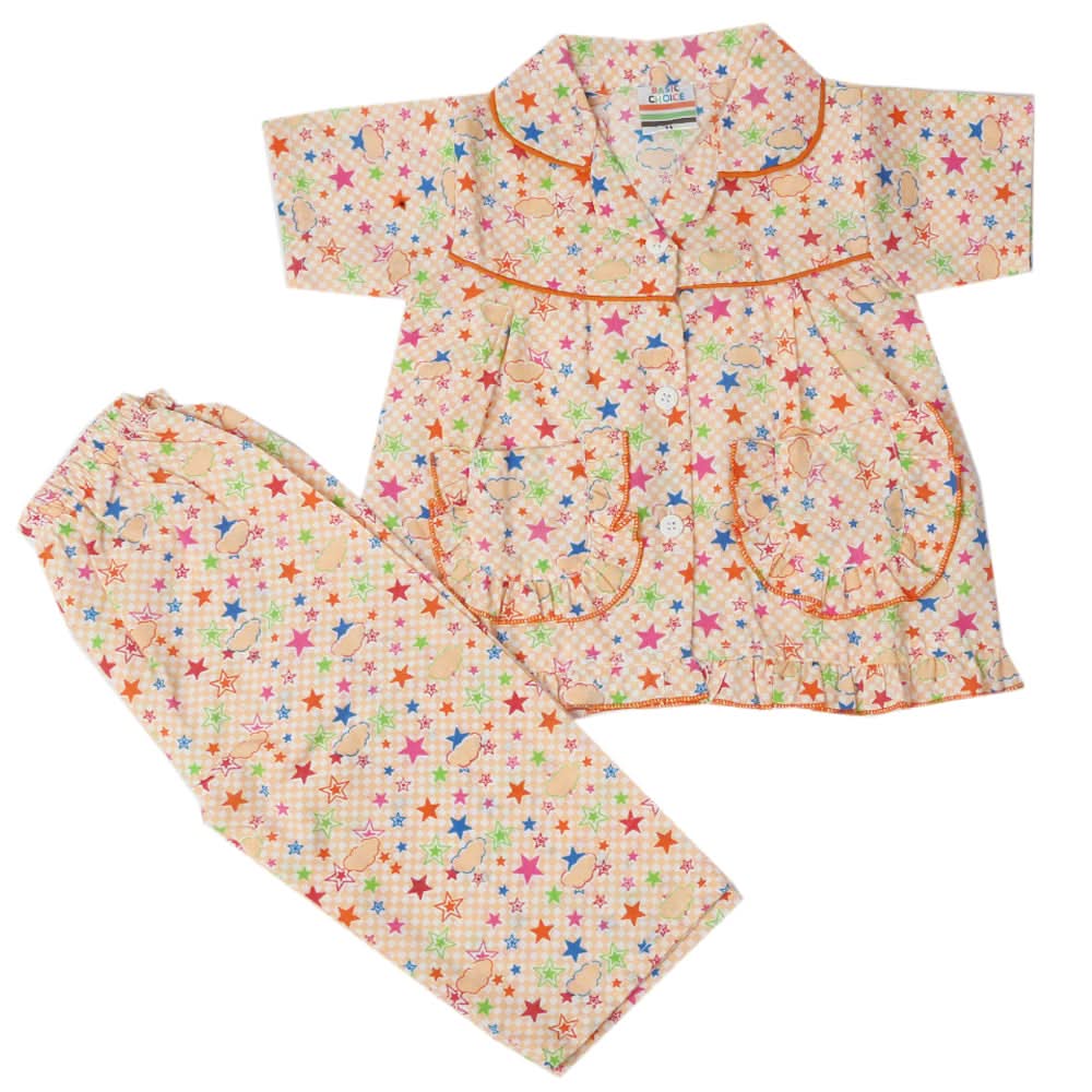 Girls Half Sleeves Sleeping Suit - Peach, Kids, Girls Sets And Suits, Chase Value, Chase Value