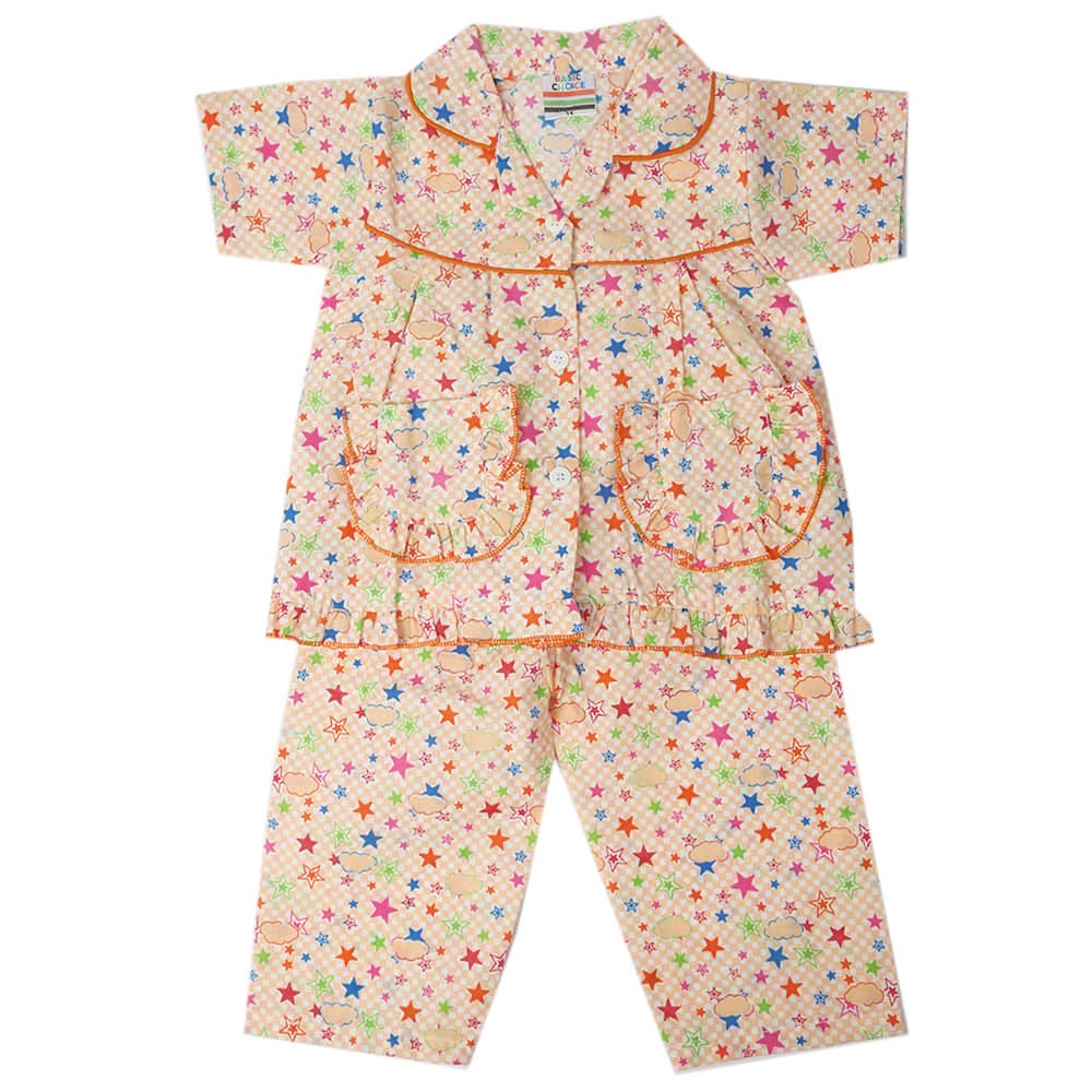 Girls Half Sleeves Sleeping Suit - Peach, Kids, Girls Sets And Suits, Chase Value, Chase Value