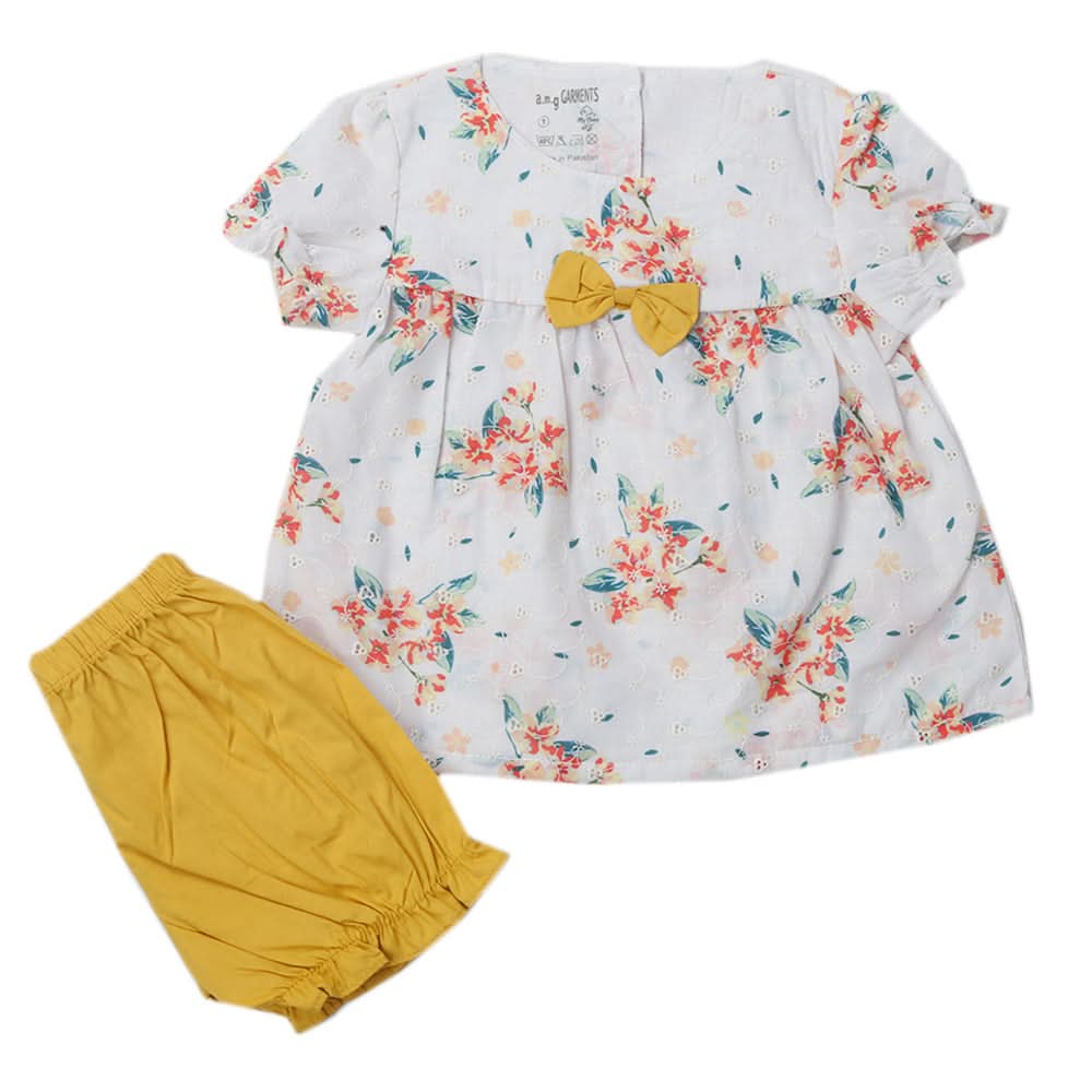 Newborns Girls Half Sleeves Suits - Mustard, Kids, New Born Girls Sets And Suits, Chase Value, Chase Value