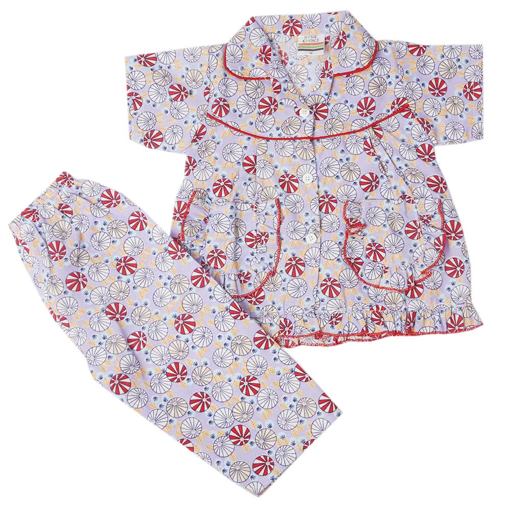 Girls Half Sleeves Sleeping Suit - Light Purple, Kids, Girls Sets And Suits, Chase Value, Chase Value