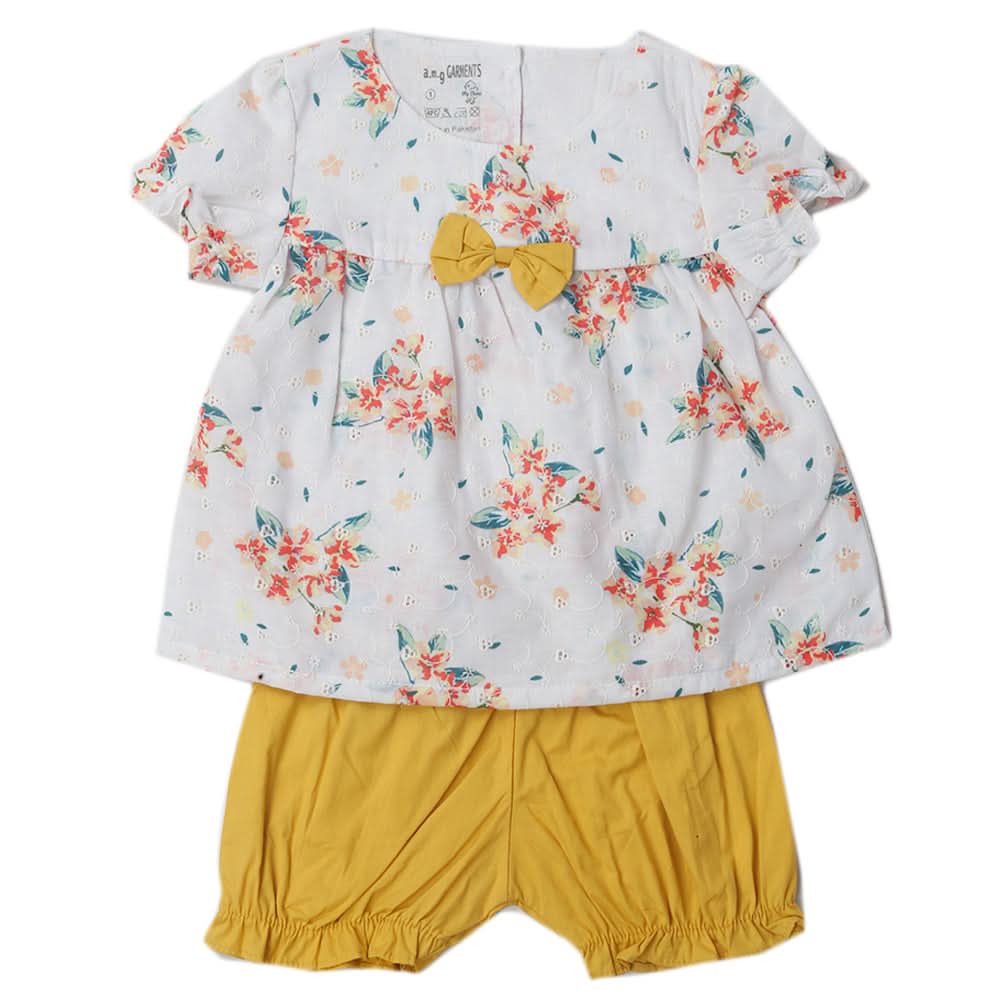 Newborns Girls Half Sleeves Suits - Mustard, Kids, New Born Girls Sets And Suits, Chase Value, Chase Value