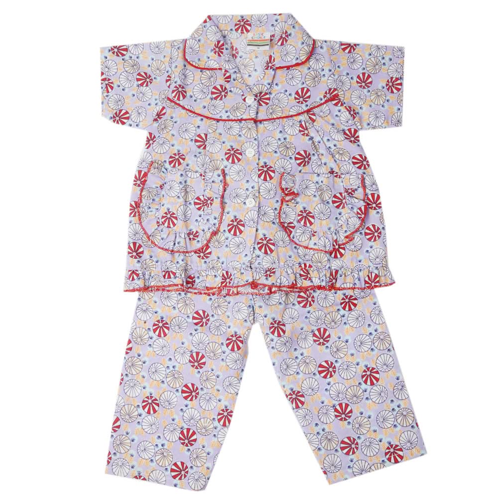 Girls Half Sleeves Sleeping Suit - Light Purple, Kids, Girls Sets And Suits, Chase Value, Chase Value