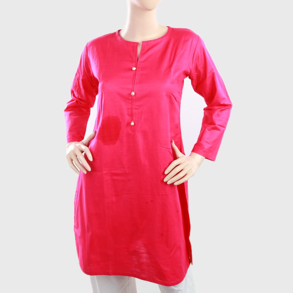 Women's Plain Khaddar Kurti - Pink, Women, Ready Kurtis, Chase Value, Chase Value