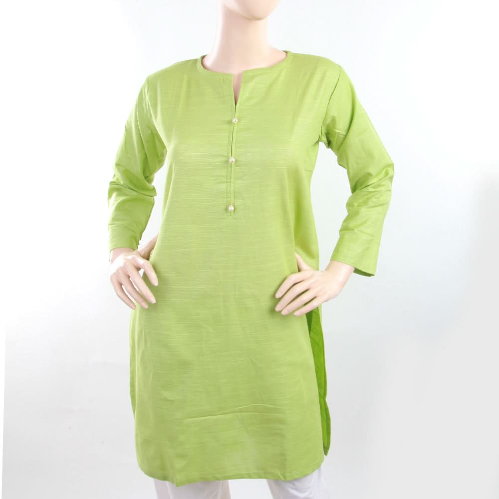 Women's Plain Khaddar Kurti - Green, Women, Ready Kurtis, Chase Value, Chase Value