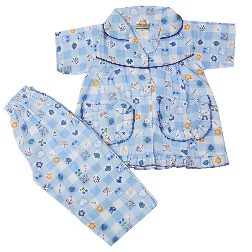 Girls Half Sleeves Sleeping Suit - Blue, Kids, Girls Sets And Suits, Chase Value, Chase Value