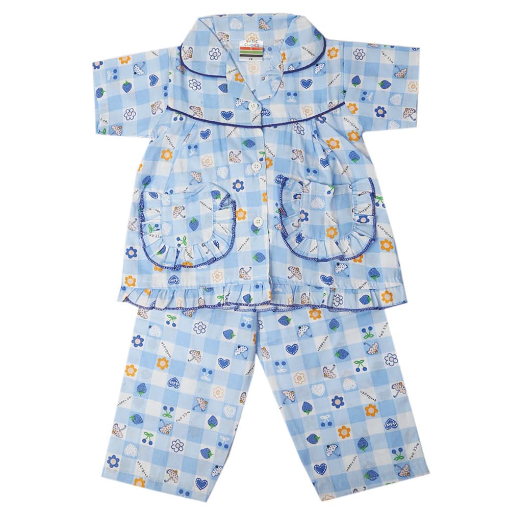 Girls Half Sleeves Sleeping Suit - Blue, Kids, Girls Sets And Suits, Chase Value, Chase Value