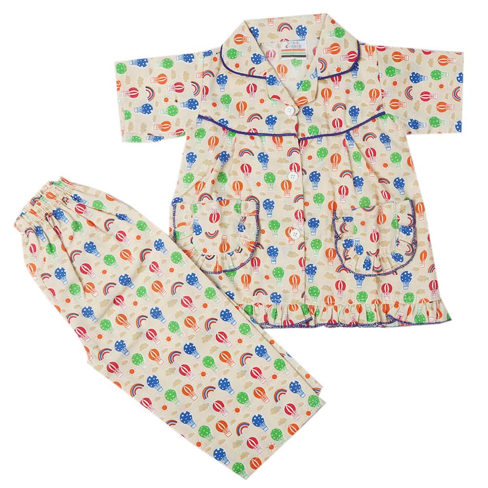 Girls Half Sleeves Sleeping Suit - Beige, Kids, Girls Sets And Suits, Chase Value, Chase Value