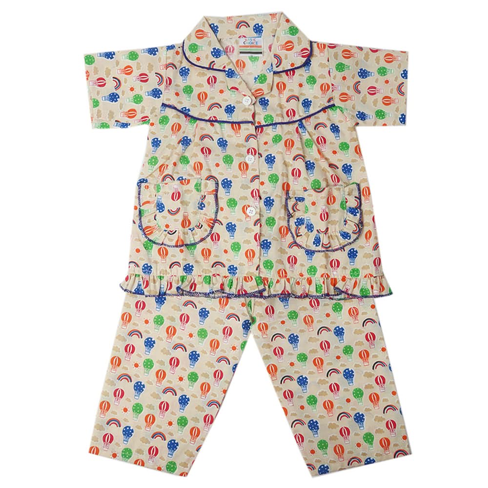 Girls Half Sleeves Sleeping Suit - Beige, Kids, Girls Sets And Suits, Chase Value, Chase Value
