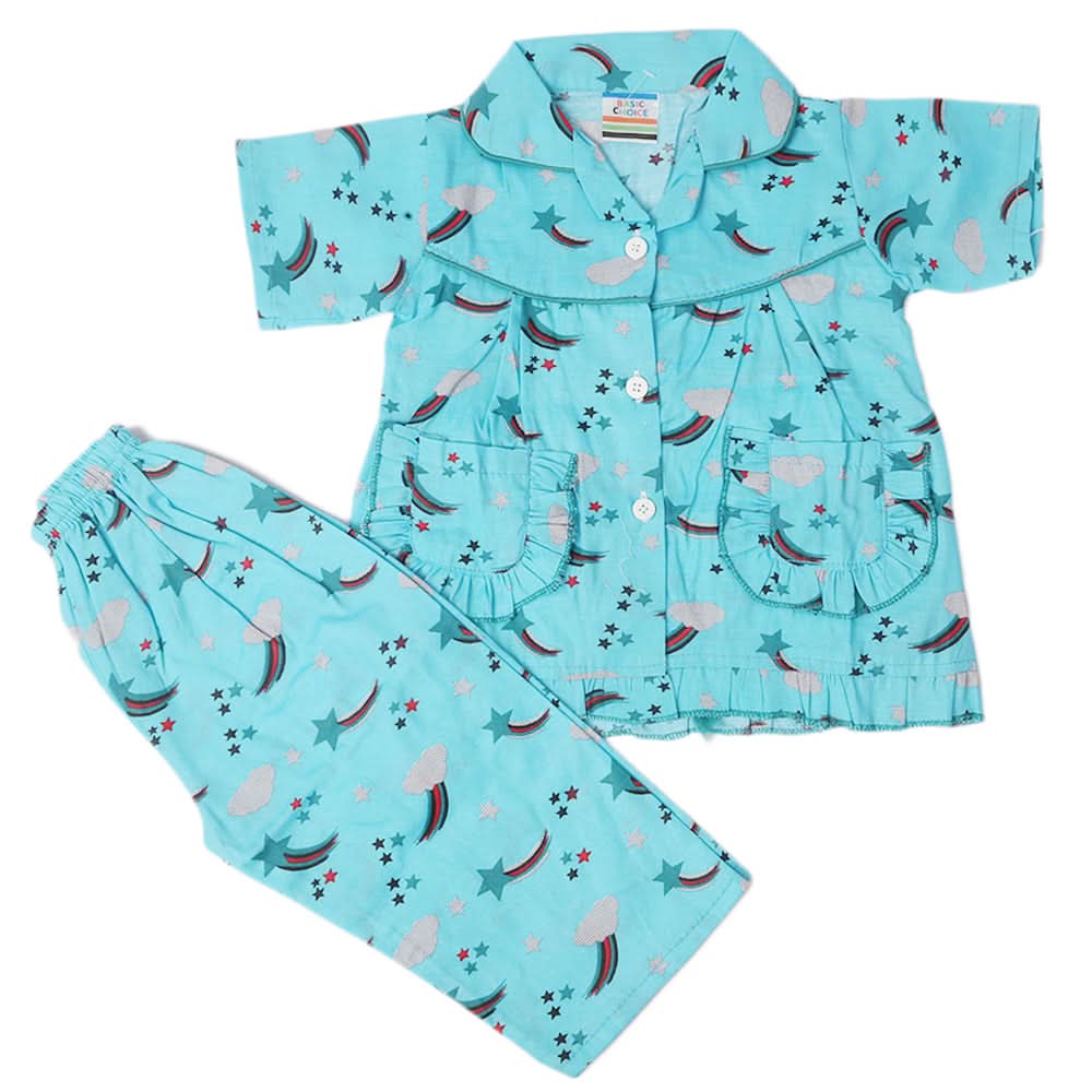 Girls Half Sleeves Sleeping Suit - Sapphire, Kids, Girls Sets And Suits, Chase Value, Chase Value