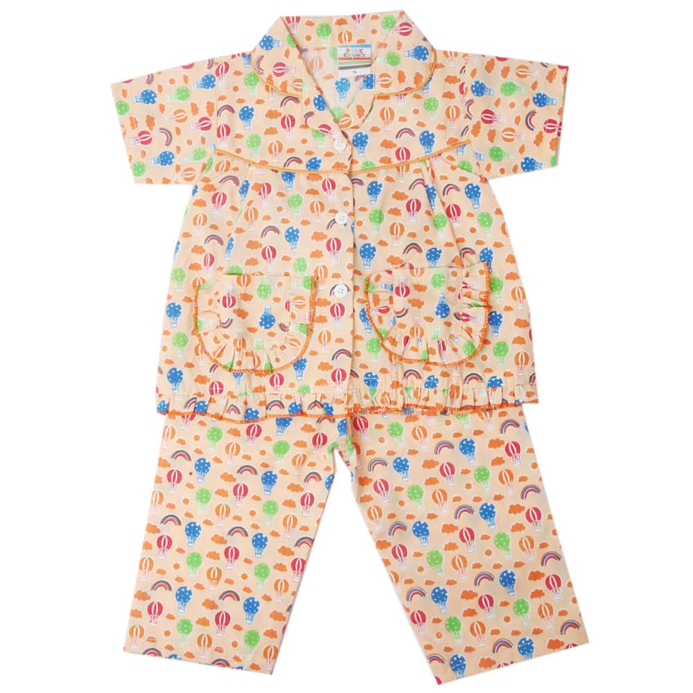 Girls Half Sleeves Sleeping Suit - Orange, Kids, Girls Sets And Suits, Chase Value, Chase Value