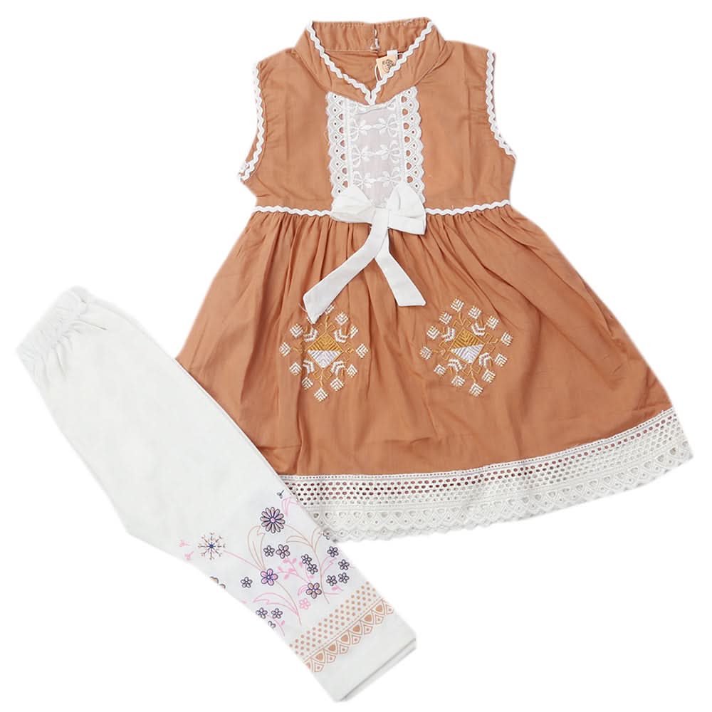Girls Half Sleeves Suit - Light Brown, Kids, Girls Sets And Suits, Chase Value, Chase Value
