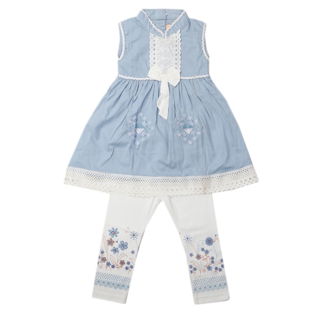 Girls Half Sleeves Suit - Blue, Kids, Girls Sets And Suits, Chase Value, Chase Value