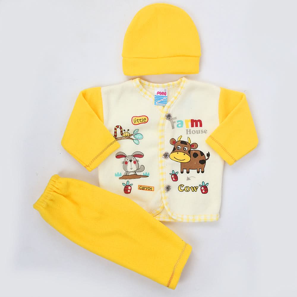 Newborn Boy Full Sleeves Polar Suit 10162 - Yellow, Kids, NB Boys Sets And Suits, Chase Value, Chase Value