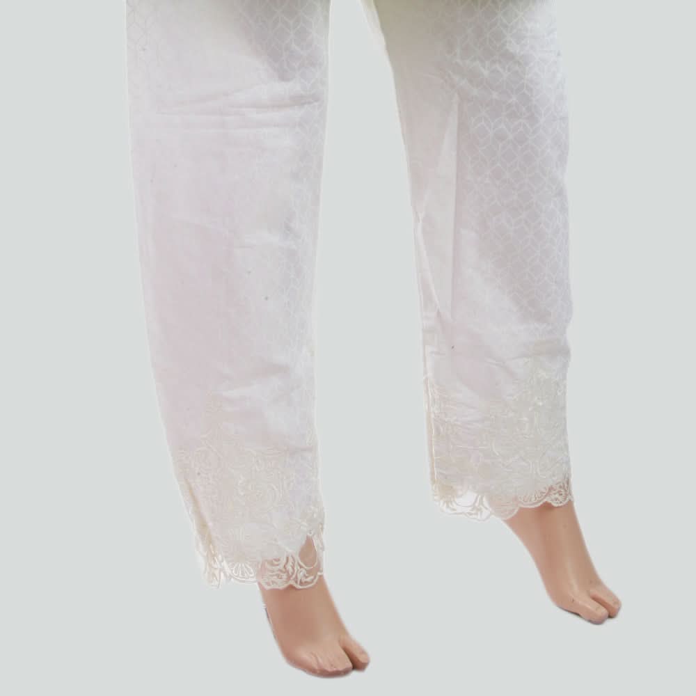Women's Self Embroidered Trouser - White, Women, Pants & Tights, Chase Value, Chase Value