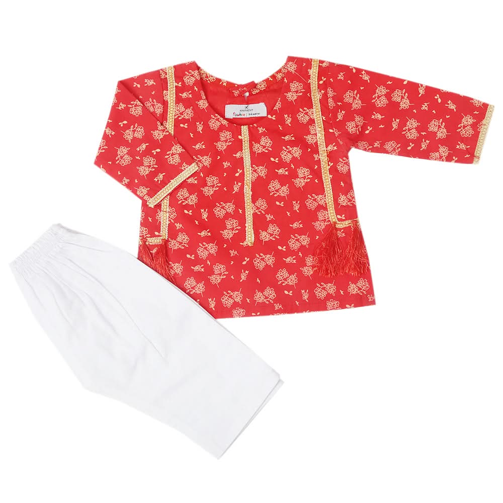 Newborn Girls Shalwar Suit - Red, Kids, Newborn Girls Sets And Suits, Chase Value, Chase Value
