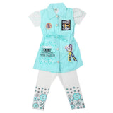Girls Half Sleeves Suit - Cyan, Kids, Girls Sets And Suits, Chase Value, Chase Value
