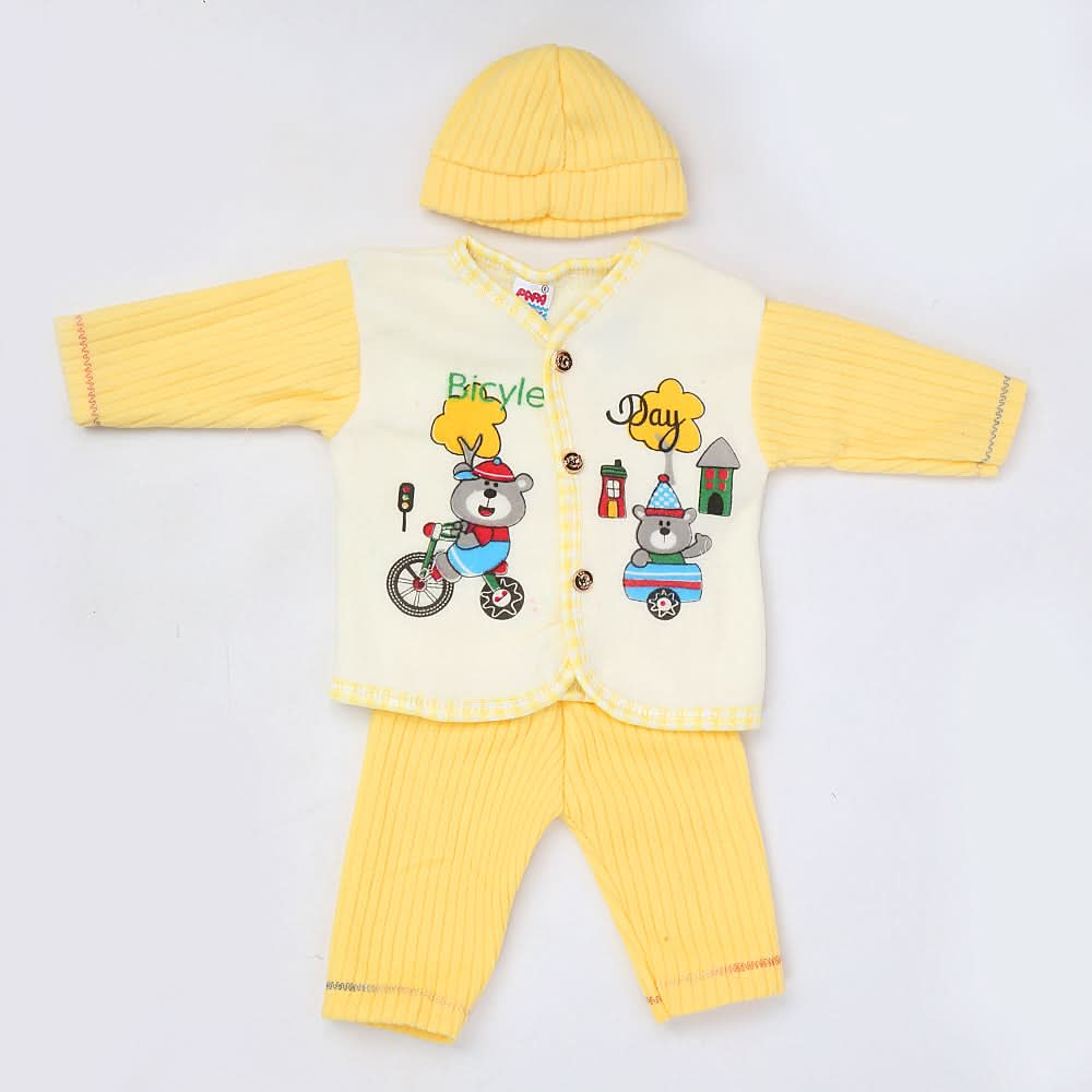 Newborn Boy Full Sleeves Polar Suit 10350 - Yellow, Kids, NB Boys Sets And Suits, Chase Value, Chase Value