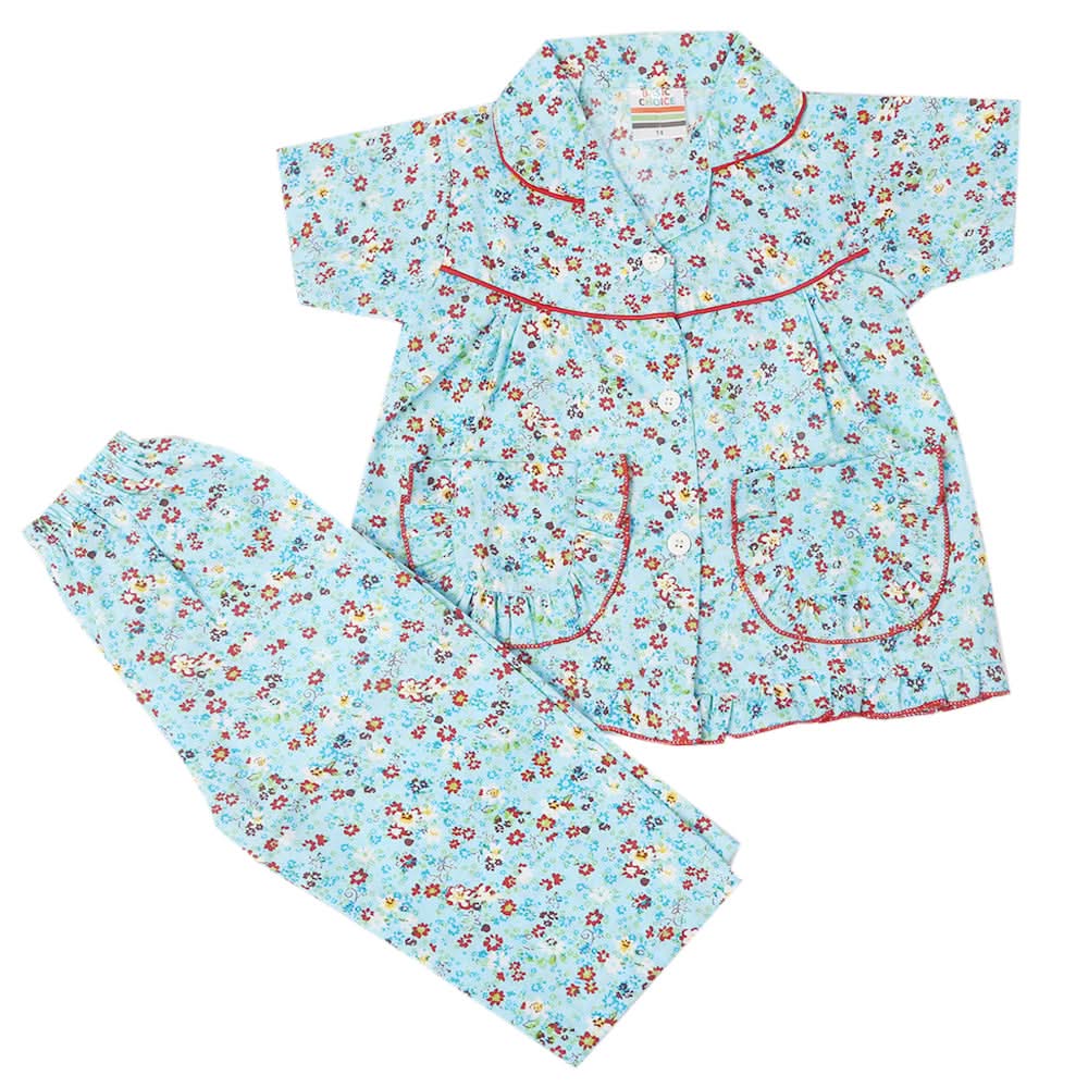 Girls Half Sleeves Sleeping Suit - Light Blue, Kids, Girls Sets And Suits, Chase Value, Chase Value