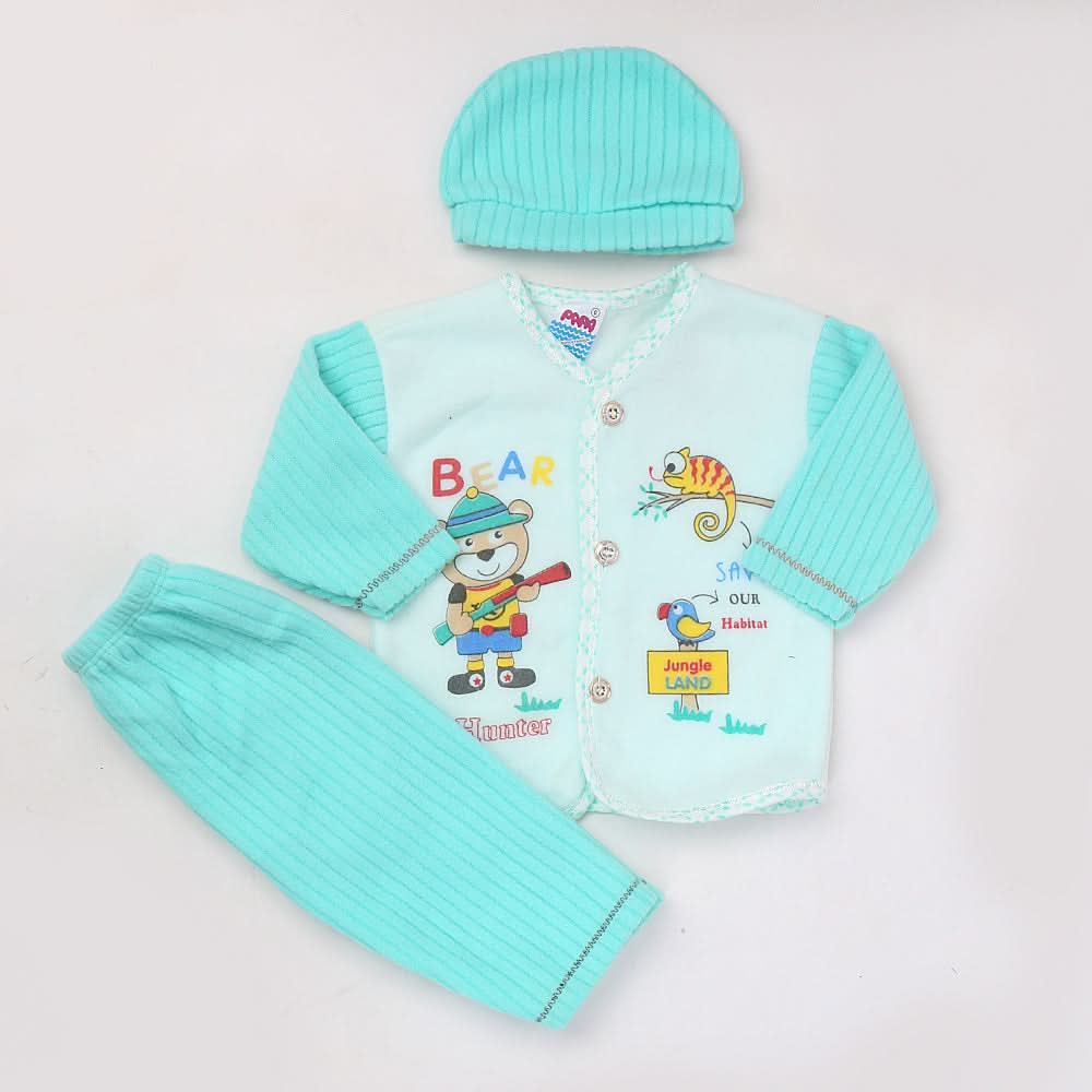 Newborn Boy Full Sleeves Polar Suit 3884 - Sea Green, Kids, NB Boys Sets And Suits, Chase Value, Chase Value
