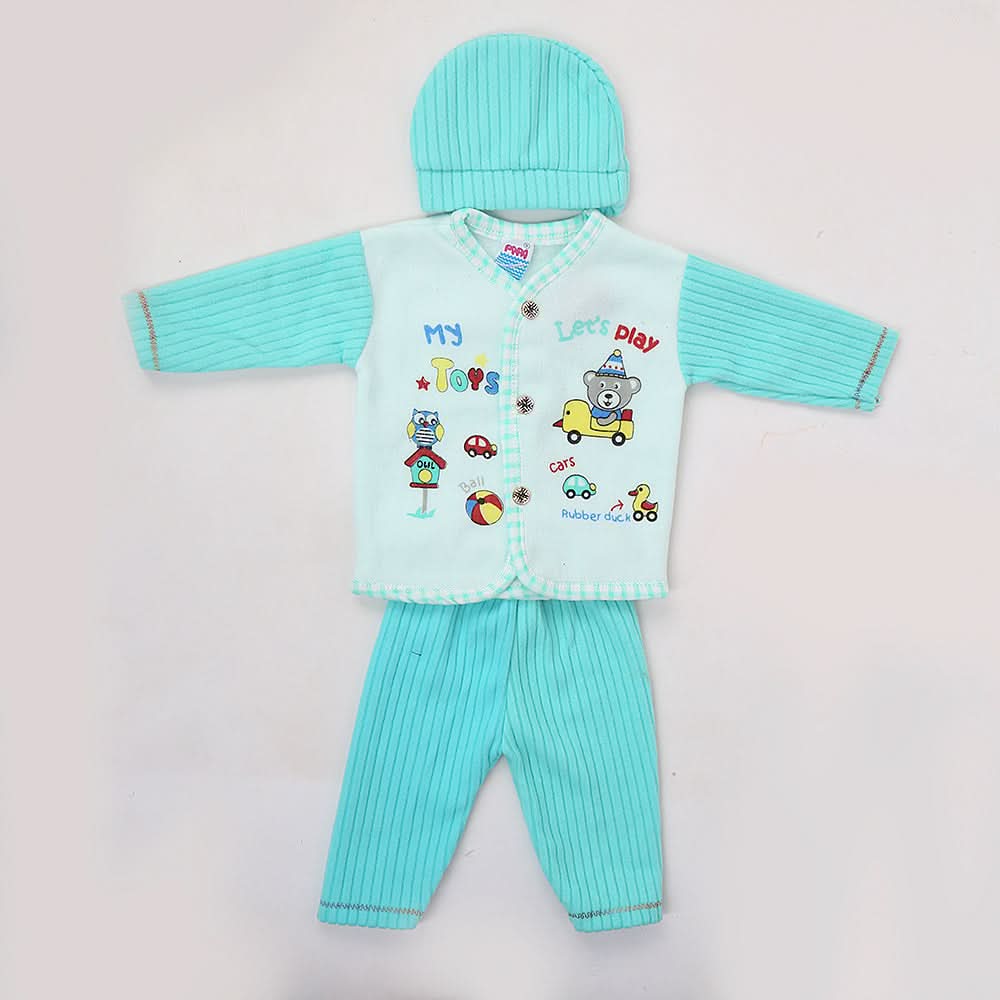 Newborn Boy Full Sleeves Polar Suit 10159 - Sea Green, Kids, NB Boys Sets And Suits, Chase Value, Chase Value