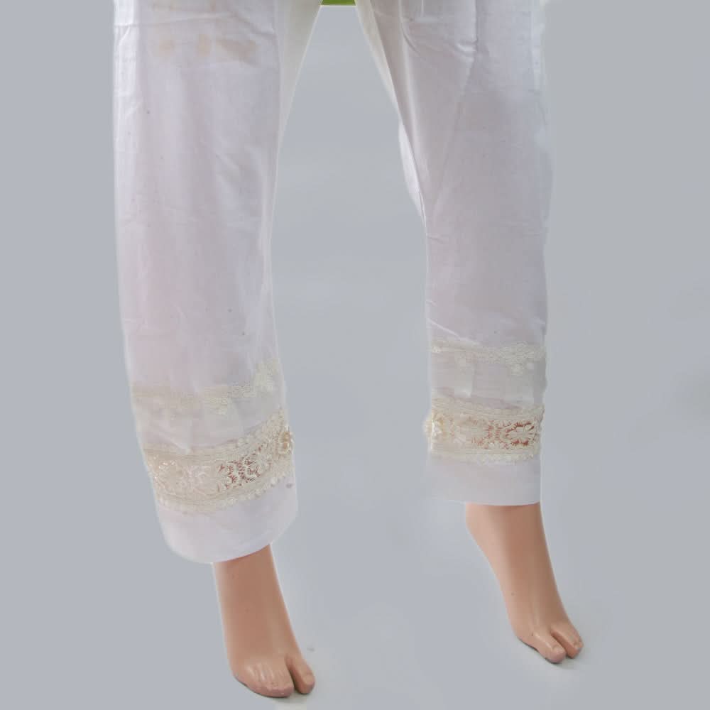 Women's Tissue Embroidered Trouser - White, Women, Pants & Tights, Chase Value, Chase Value