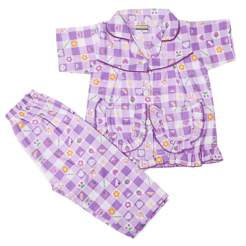 Girls Half Sleeves Sleeping Suit - Orchid, Kids, Girls Sets And Suits, Chase Value, Chase Value