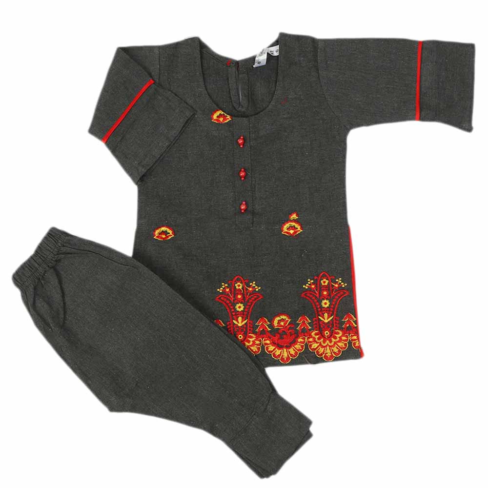 Girls Shalwar Suit - Dark Grey, Girls Shalwar Kameez, Chase Value, Chase Value