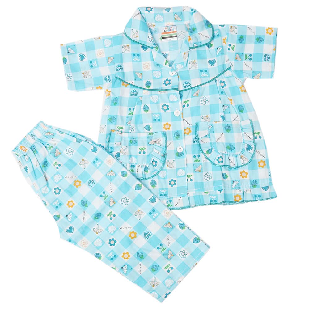 Girls Half Sleeves Sleeping Suit - Blue, Kids, Girls Sets And Suits, Chase Value, Chase Value