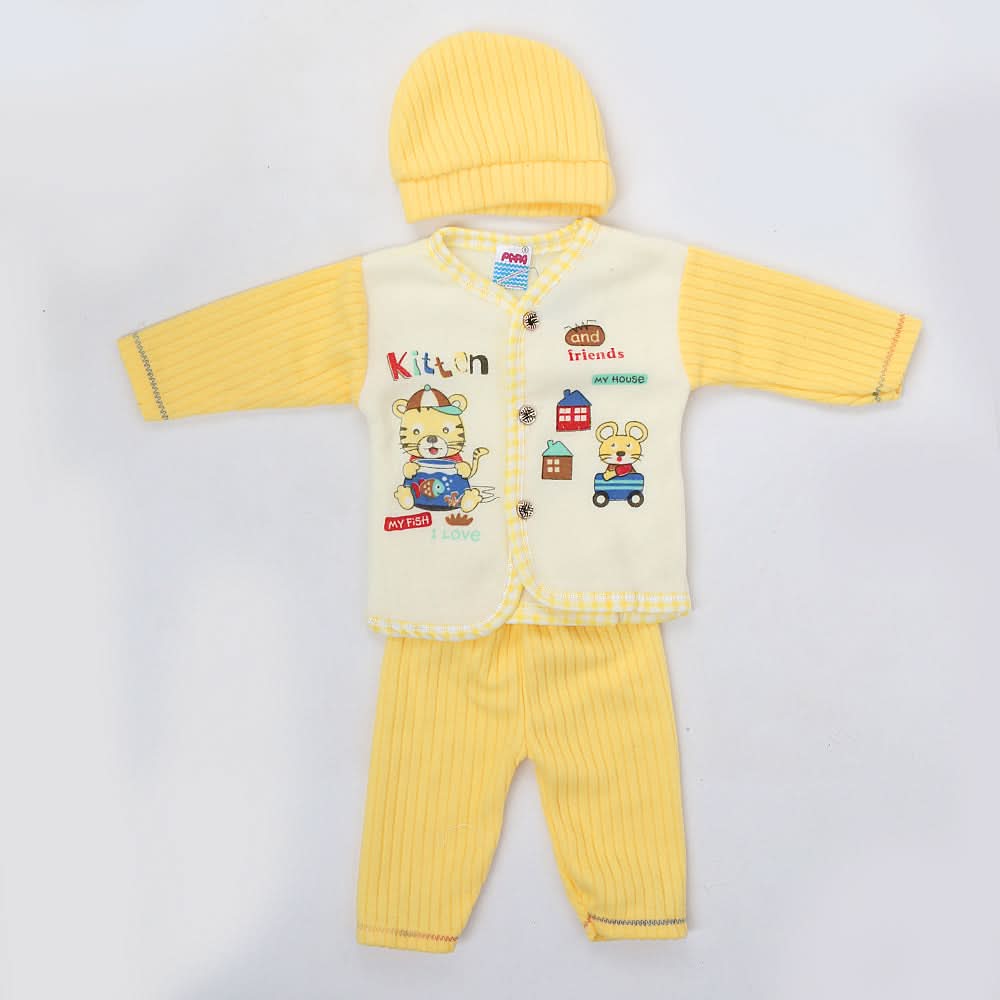 Newborn Boy Full Sleeves Polar Suit 10151 - Yellow, Kids, NB Boys Sets And Suits, Chase Value, Chase Value