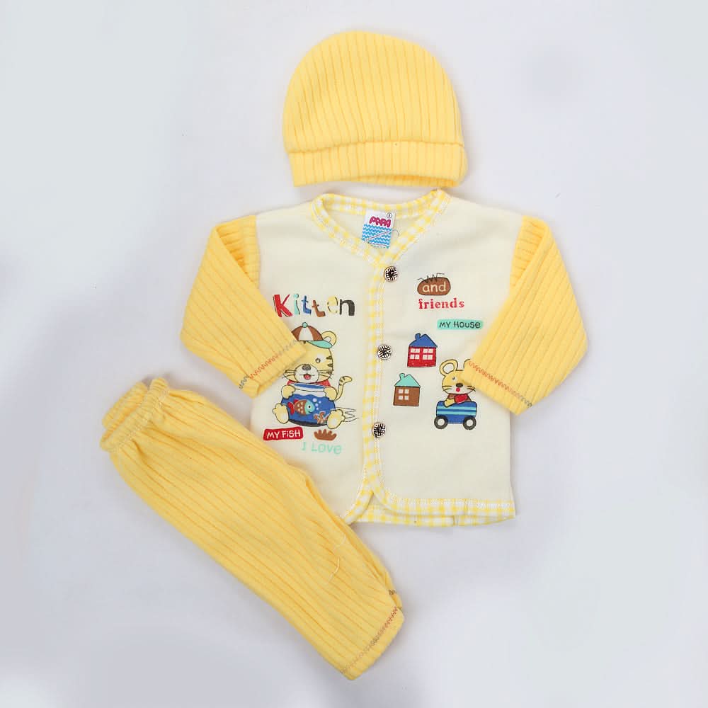 Newborn Boy Full Sleeves Polar Suit 10151 - Yellow, Kids, NB Boys Sets And Suits, Chase Value, Chase Value