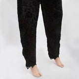 Women's Silk Printed Trouser With Lace - Black, Women, Pants & Tights, Chase Value, Chase Value