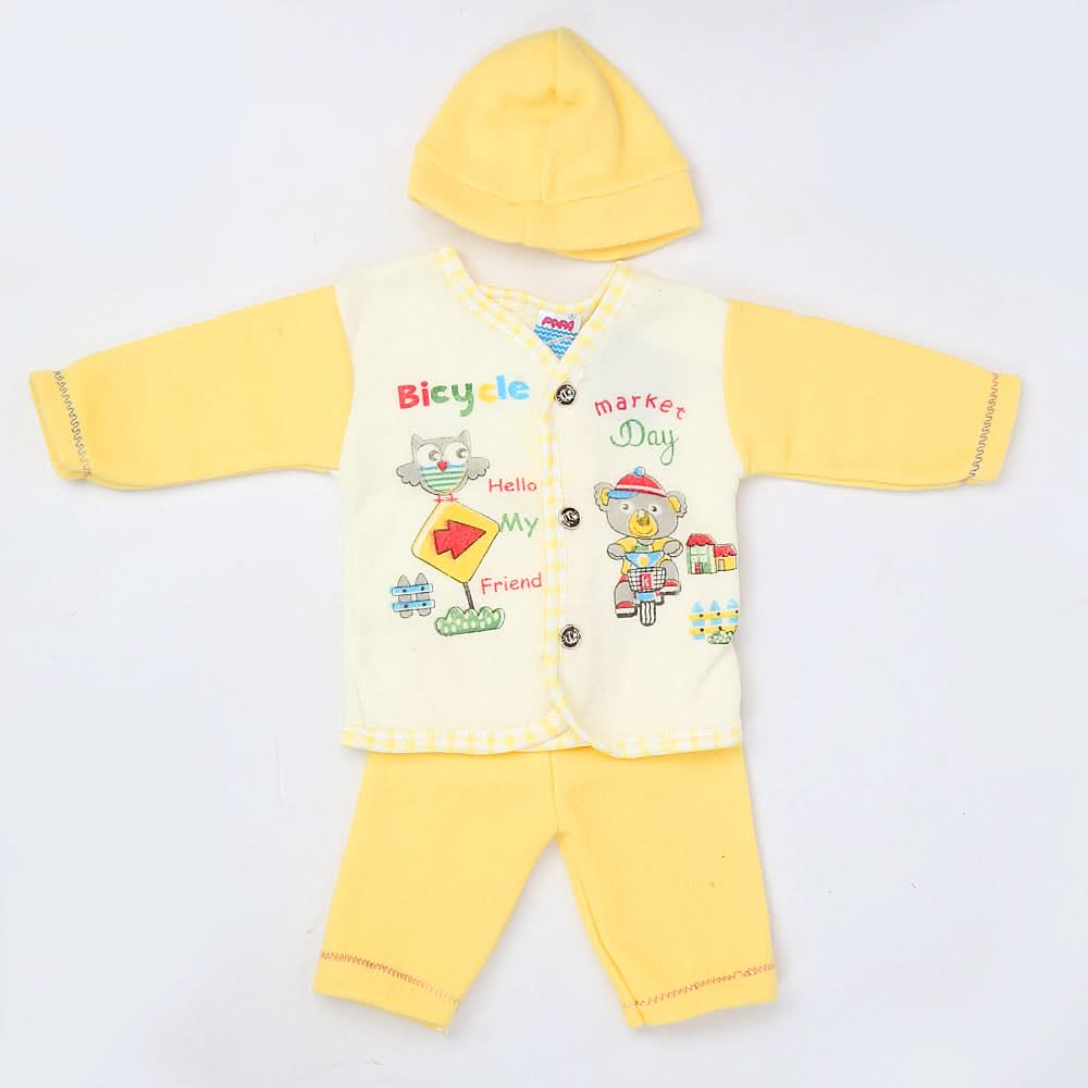 Newborn Boy Full Sleeves Polar Suit 10361 - Yellow, Kids, NB Boys Sets And Suits, Chase Value, Chase Value