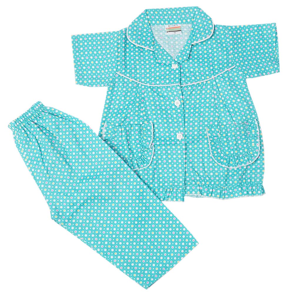 Girls Half Sleeves Sleeping Suit - Teal, Kids, Girls Sets And Suits, Chase Value, Chase Value