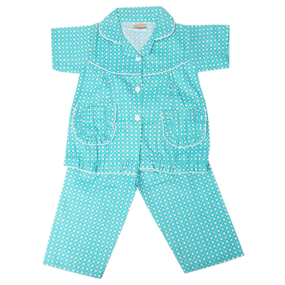 Girls Half Sleeves Sleeping Suit - Teal, Kids, Girls Sets And Suits, Chase Value, Chase Value