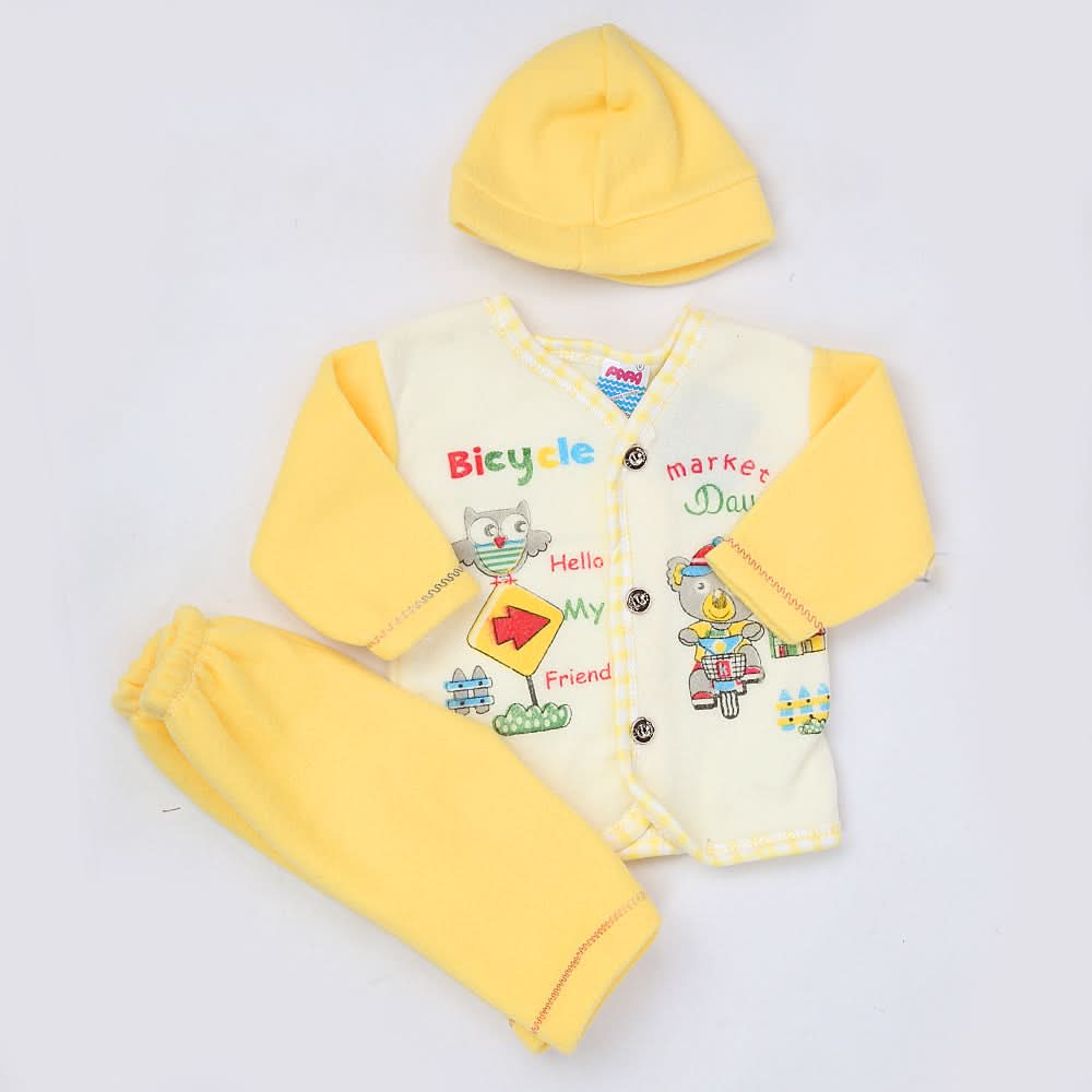 Newborn Boy Full Sleeves Polar Suit 10361 - Yellow, Kids, NB Boys Sets And Suits, Chase Value, Chase Value