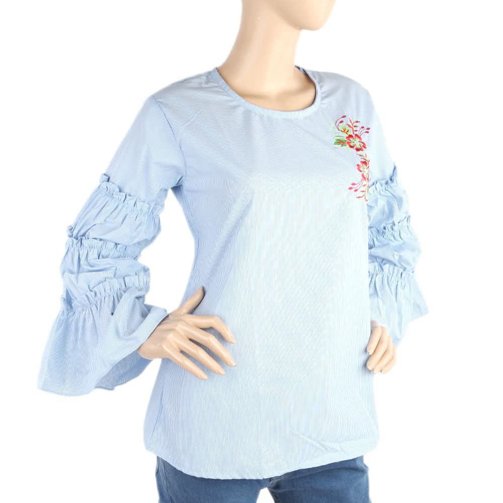 Women's Embroidery Western Top - Blue, Women, T-Shirts And Tops, Chase Value, Chase Value