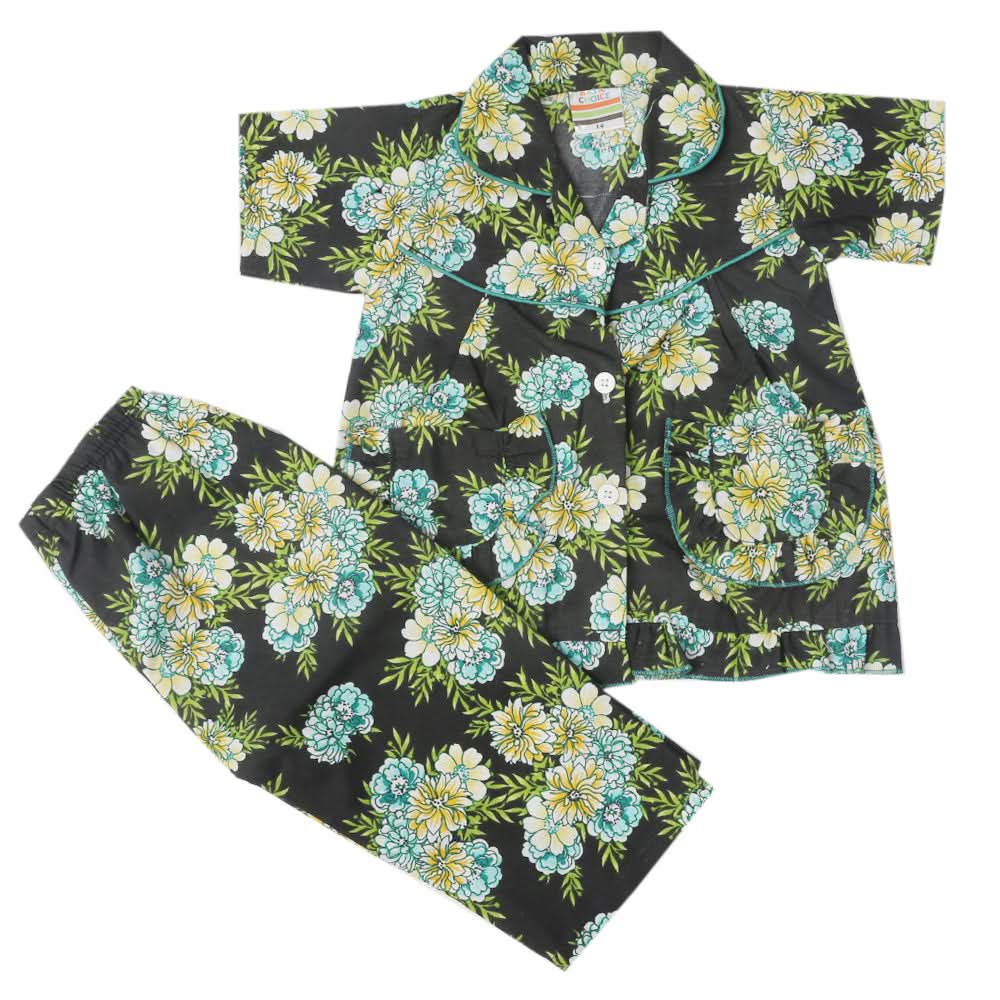 Girls Half Sleeves Sleeping Suit - Black, Kids, Girls Sets And Suits, Chase Value, Chase Value