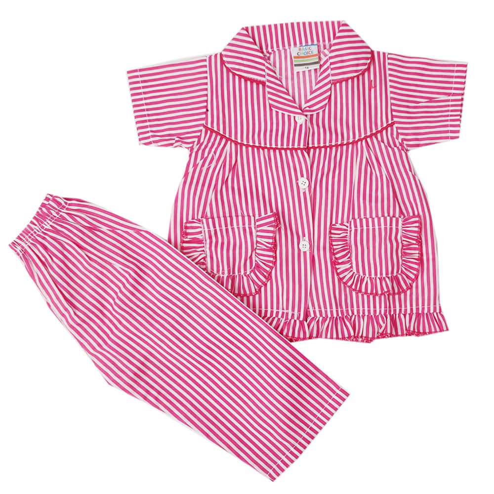 Girls Half Sleeves Sleeping Suit - Dark Pink, Kids, Girls Sets And Suits, Chase Value, Chase Value