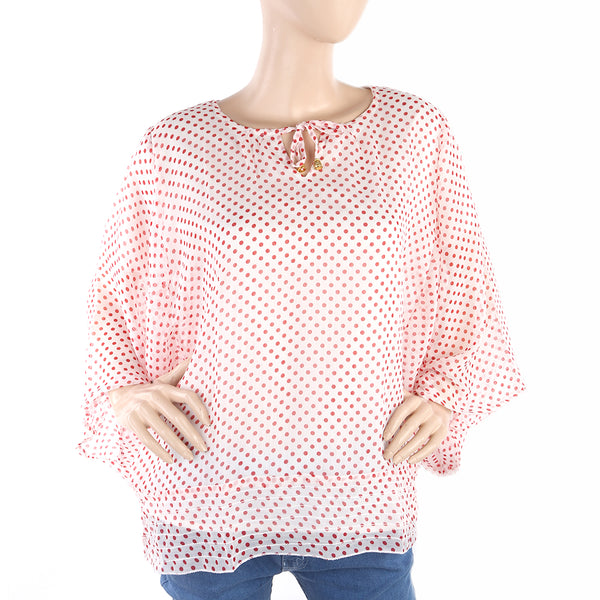 Women's Western Top Poncho Style - White - Red, Women, T-Shirts And Tops, Chase Value, Chase Value