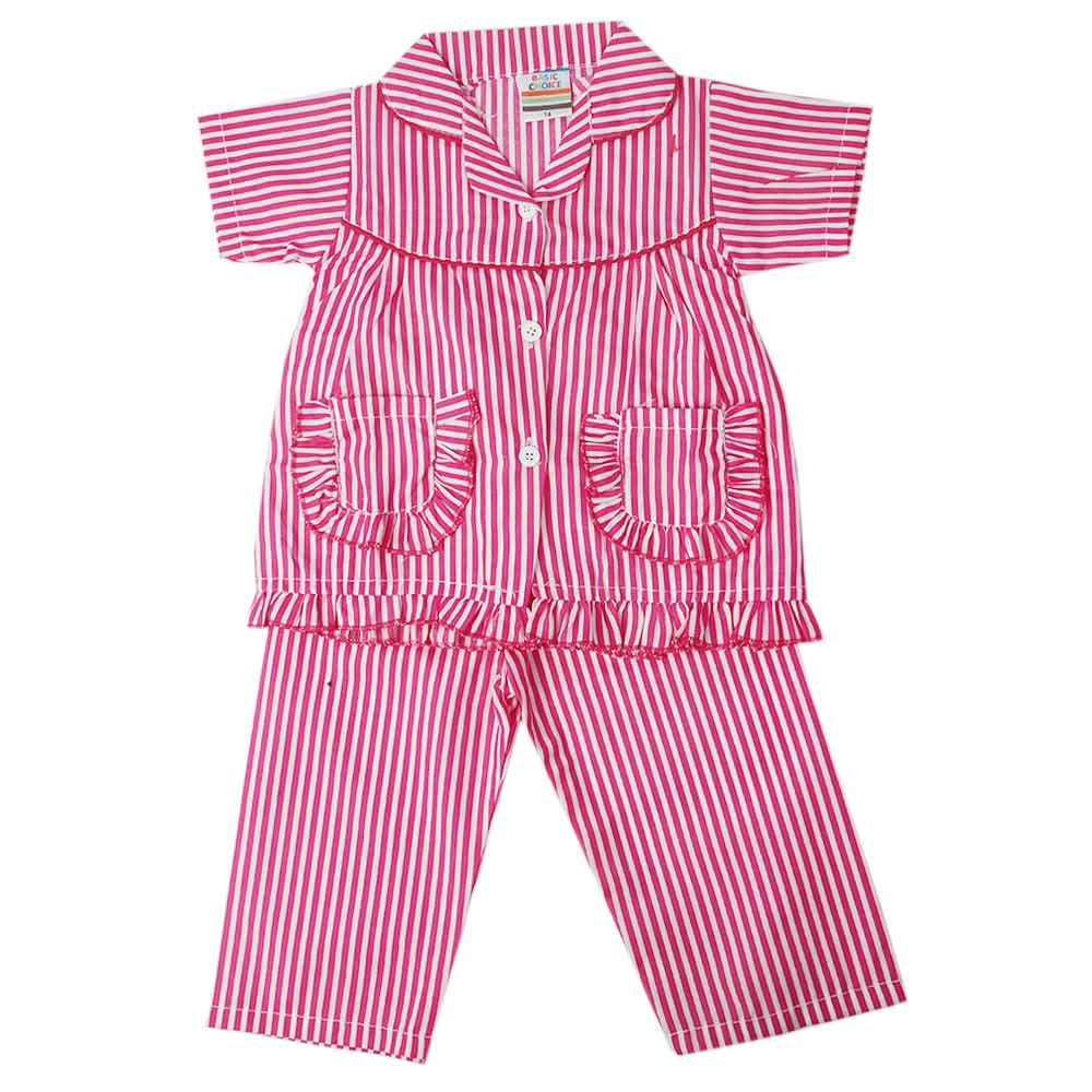 Girls Half Sleeves Sleeping Suit - Dark Pink, Kids, Girls Sets And Suits, Chase Value, Chase Value